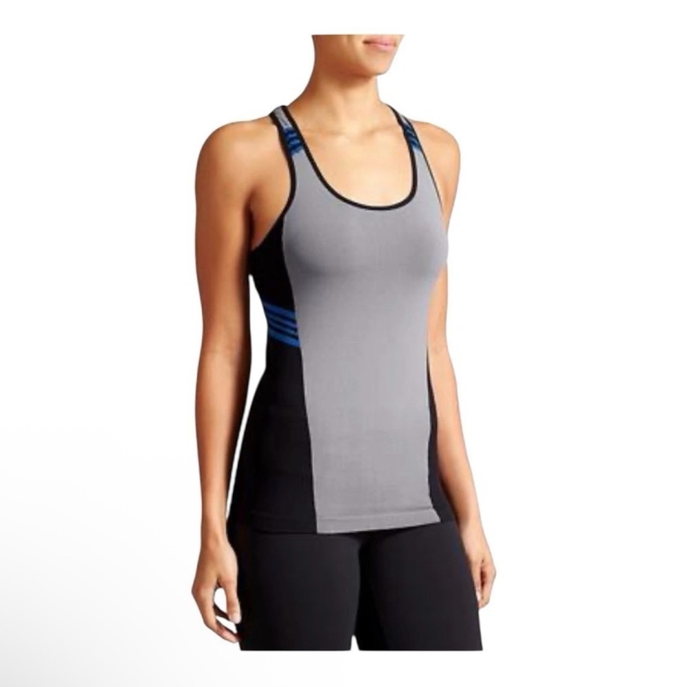 Athleta Women's Small Gray Black Racerback Sporty Fitted Athleisure Athletic Top - Picture 5 of 6